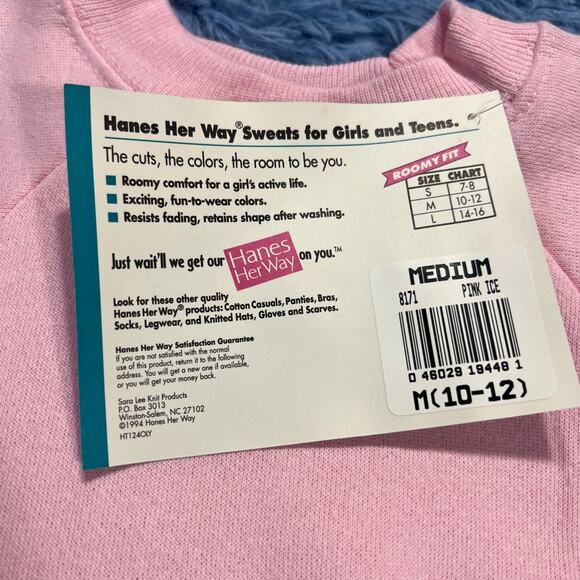 VINTAGE Pink Crewneck Sweater Size Medium Youth Hanes Her Way Classic Outdoor - Picture 11 of 12
